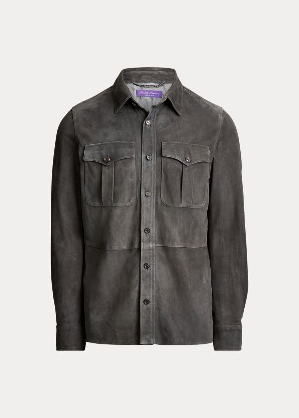 Men's Ralph Lauren Suede Overshirt | 218374OLC